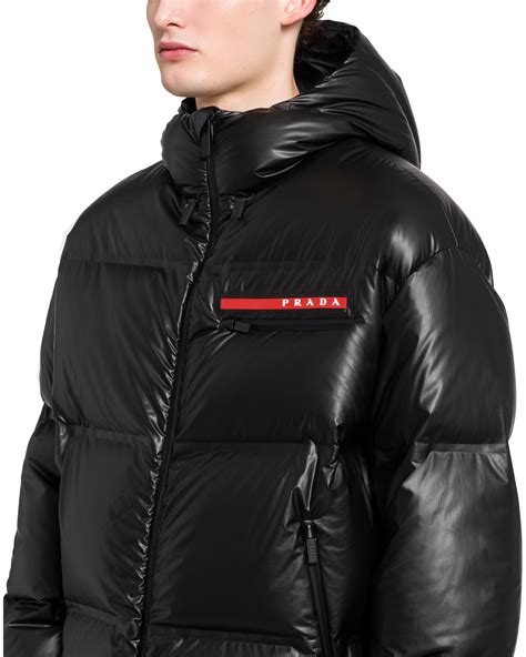 prada men's black puffer jacket|prada reversible jacket.